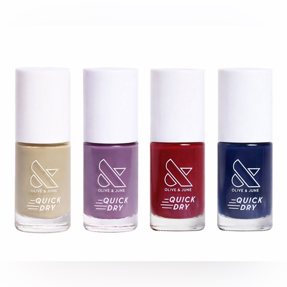 Olive & June Quick Dry Nail Polish Set Sagey Howdy Smooch Rainy Day 4 Bottles